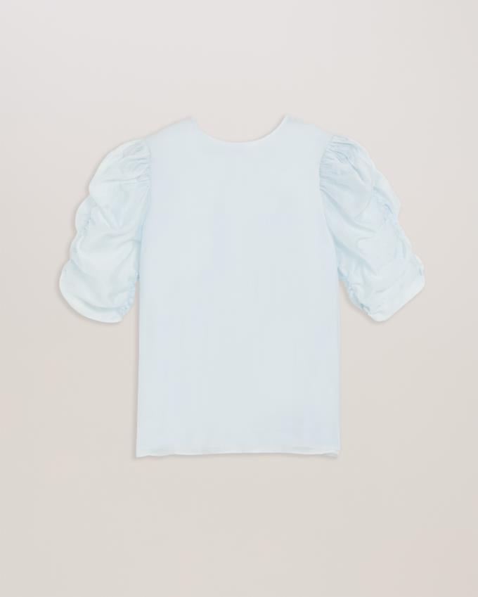 Hauts Ted Baker Short Puff Sleeve Organza Bleu Clair Femme | WKM-10989503